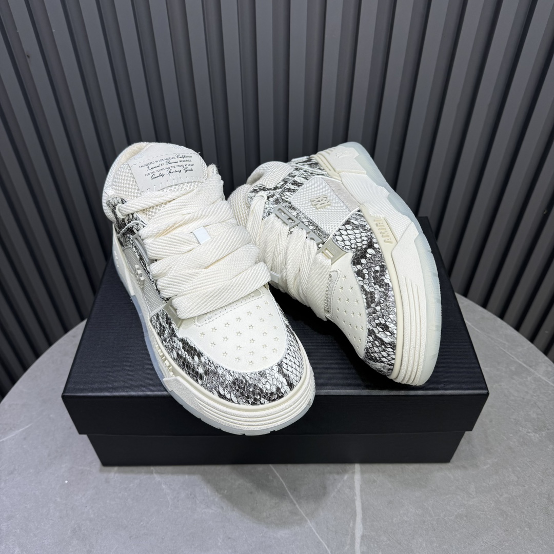 Amiri Snake-Print Low Sneakers White/Grey
