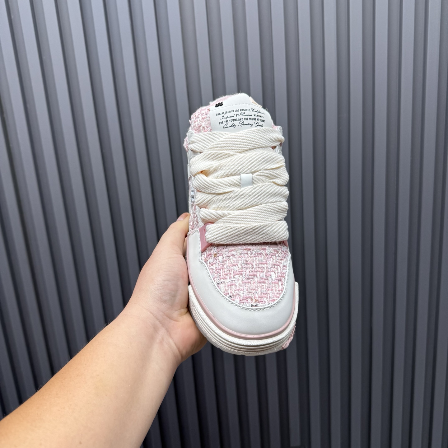 AMIRI Tweed Low-Top Sneakers Pink