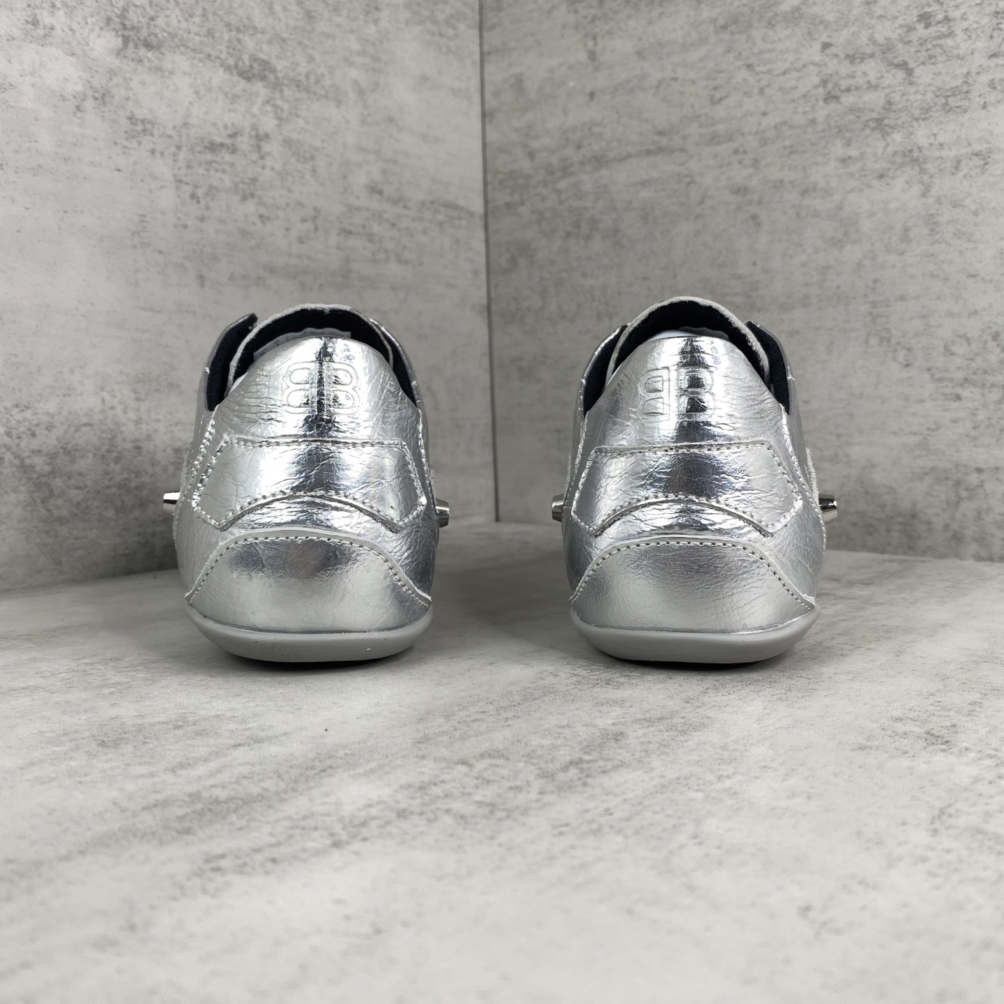 Balenciaga Punk Stud Lace-Up Shoes Silver