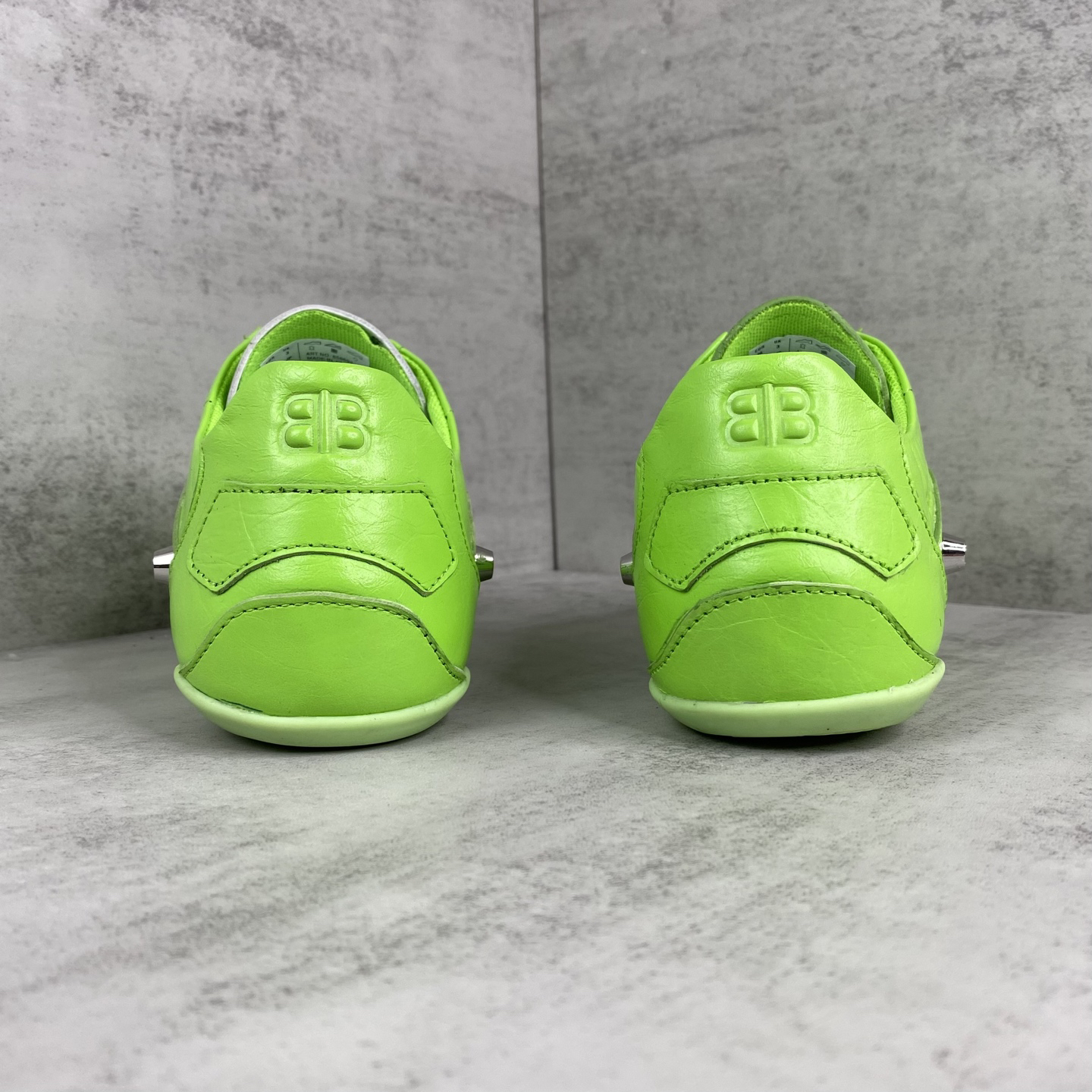 Balenciaga Punk Stud Lace-Up Shoes Neon Green