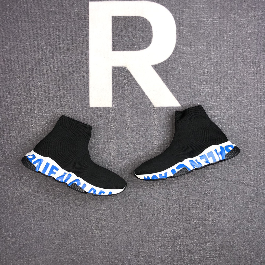 Balenciaga Speed Trainer Sock Sneaker Black/White/Blue