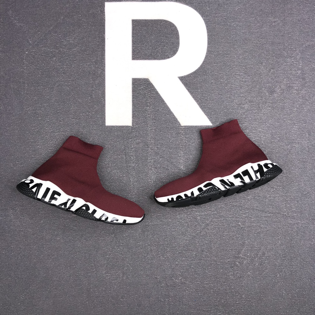 Balenciaga Speed Trainer Sock Sneakers Burgundy