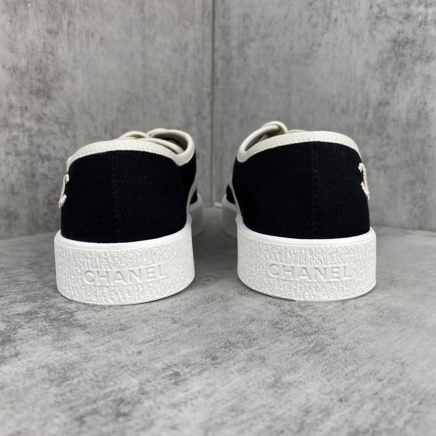 Chanel Vintage Canvas Sneakers Black/White