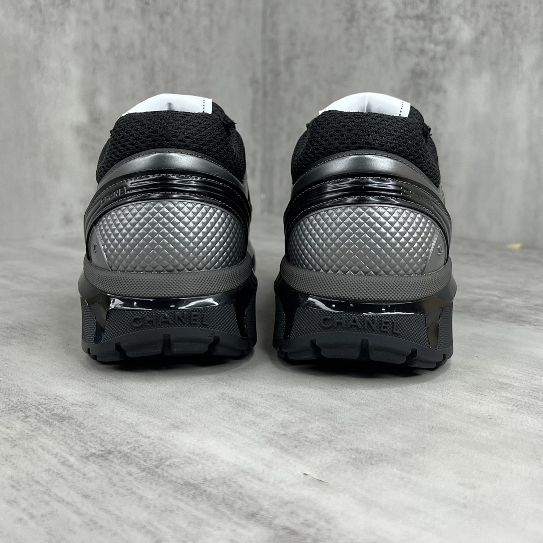 Chanel Mesh Leather Sneakers Black