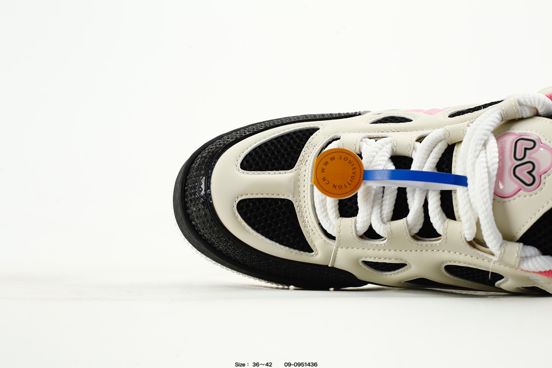 Louis Vuitton Trainer Low Sneakers Black White Pink