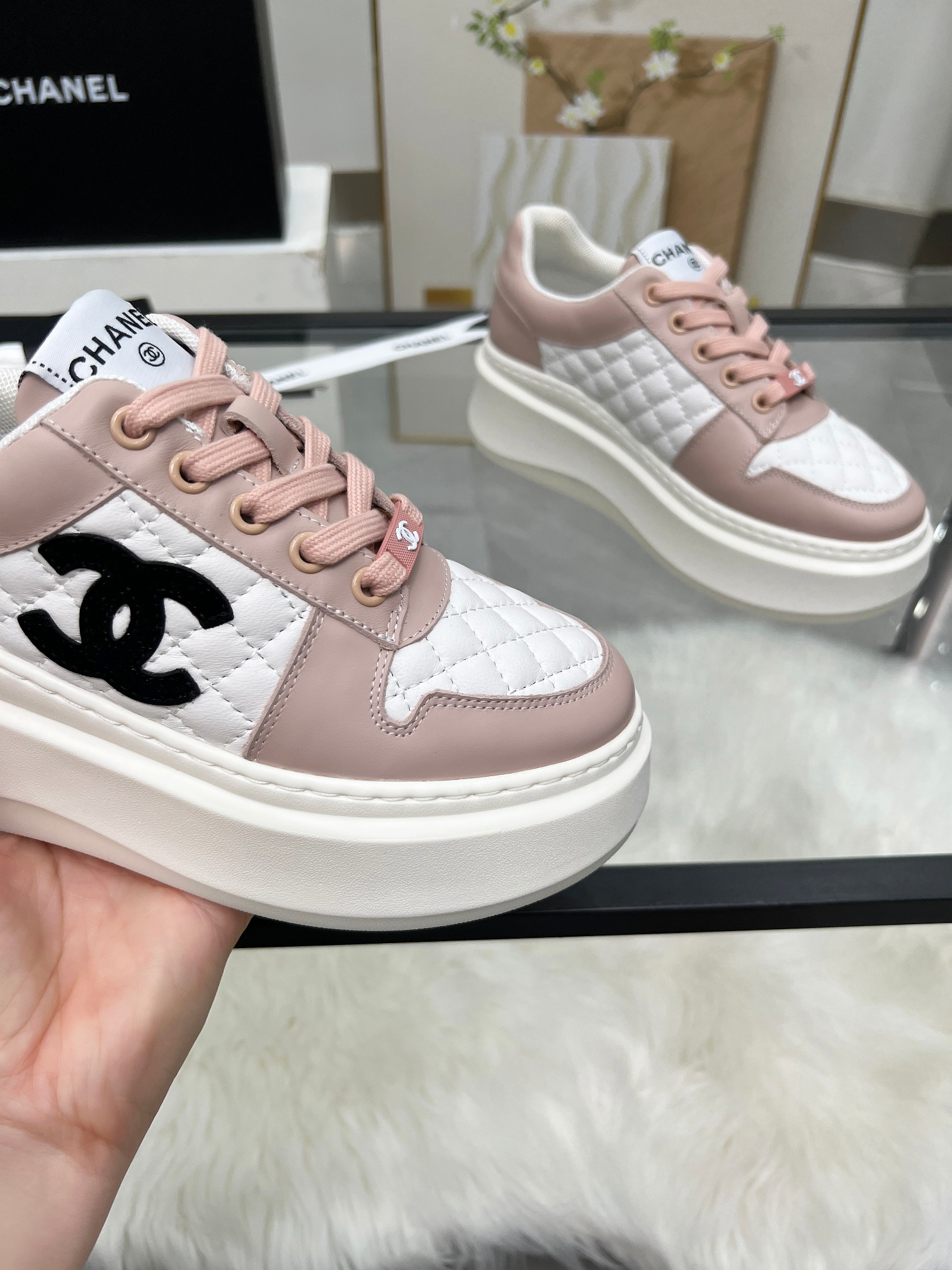 Chanel 25C Platform Sneakers Pink