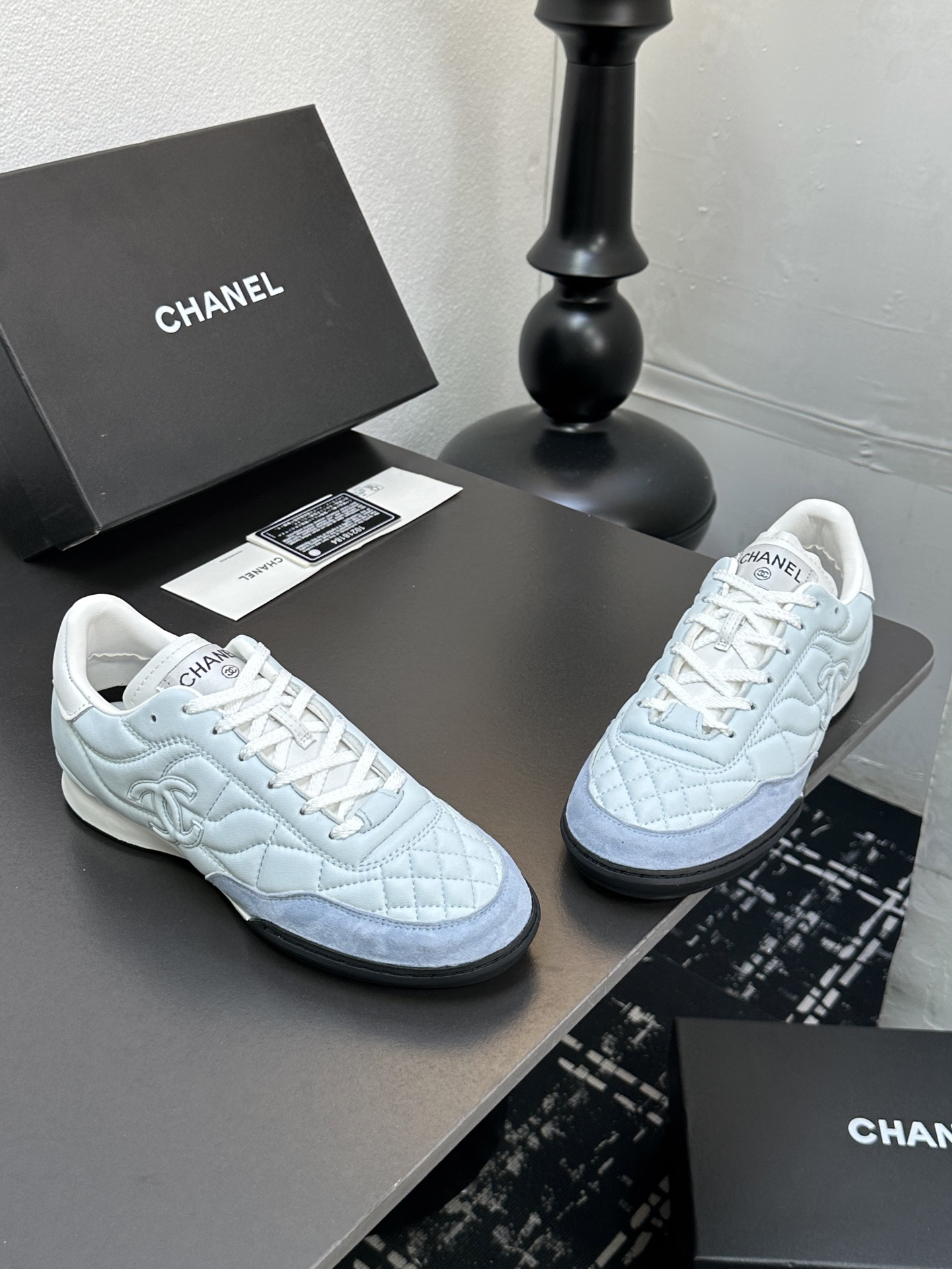 Chanel Quilted Leather Sneaker Light Blue