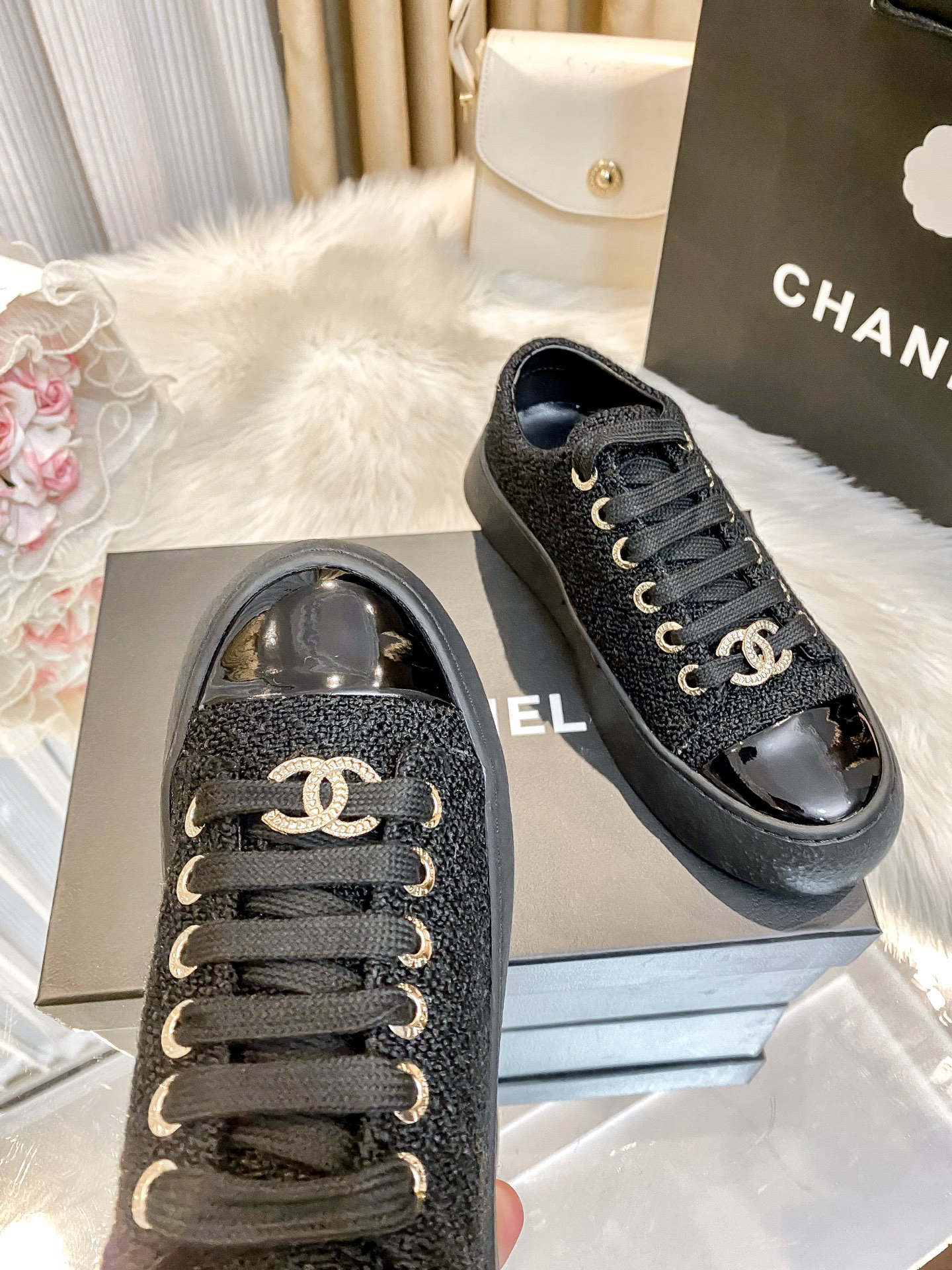 Chanel Woven Platform Sneakers Multicolor