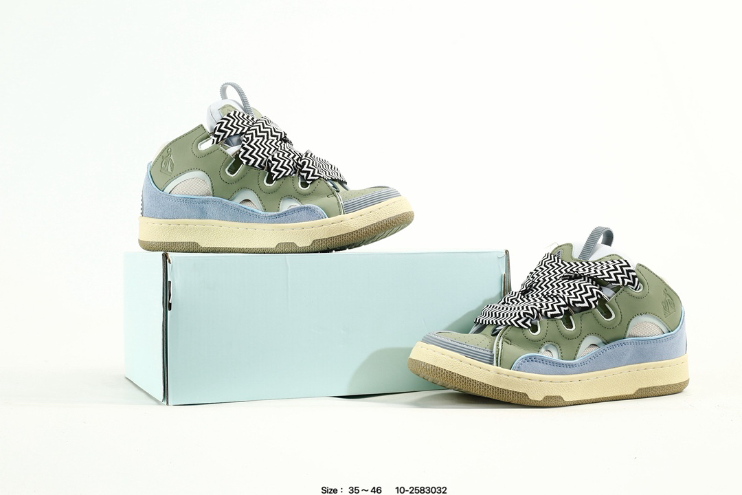 Lanvin Curb Leather Sneakers Multicolor