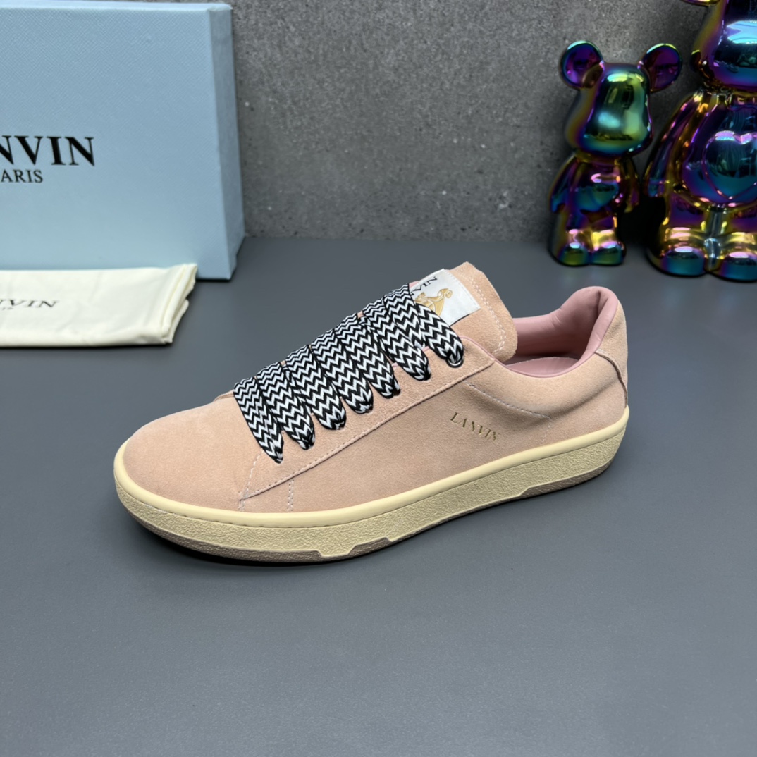 Lanvin Suede Low-Top Sneakers Beige