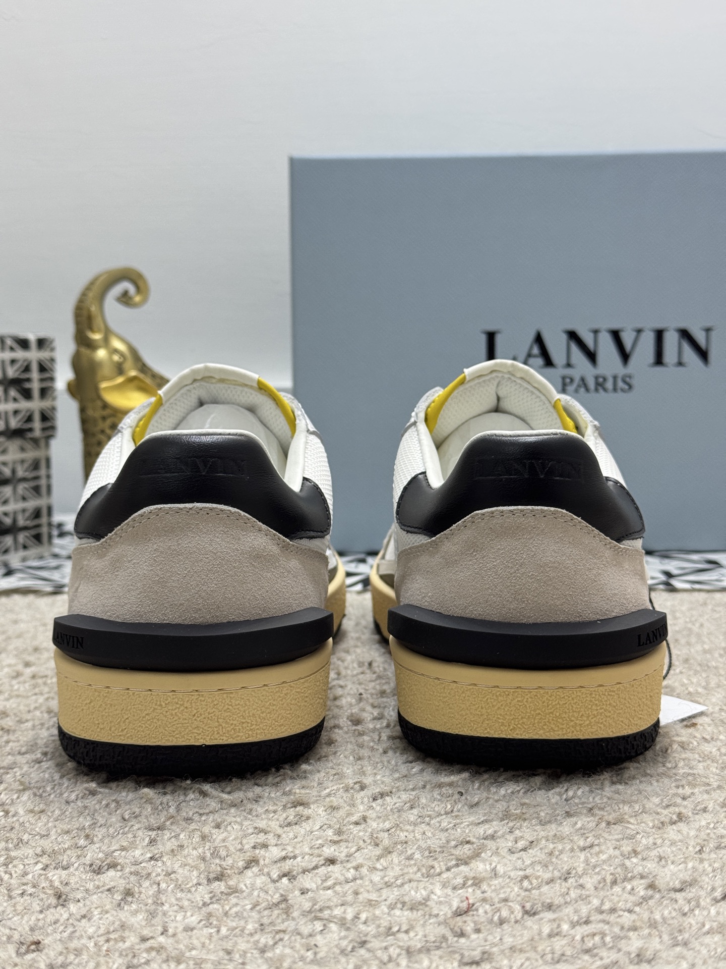 Lanvin Paris Retro Lace-Up Sneakers White/Black