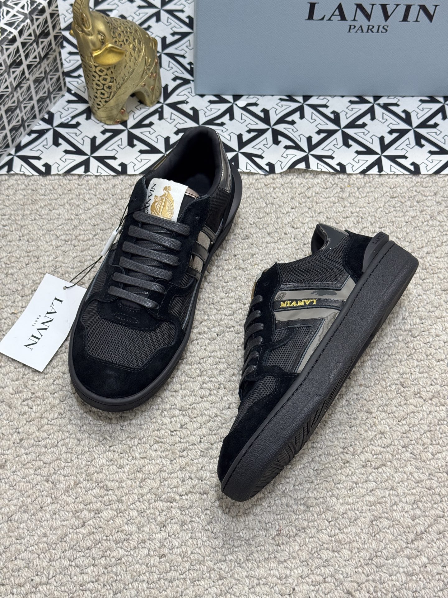 Lanvin Paris Lace-Up Sneakers Black