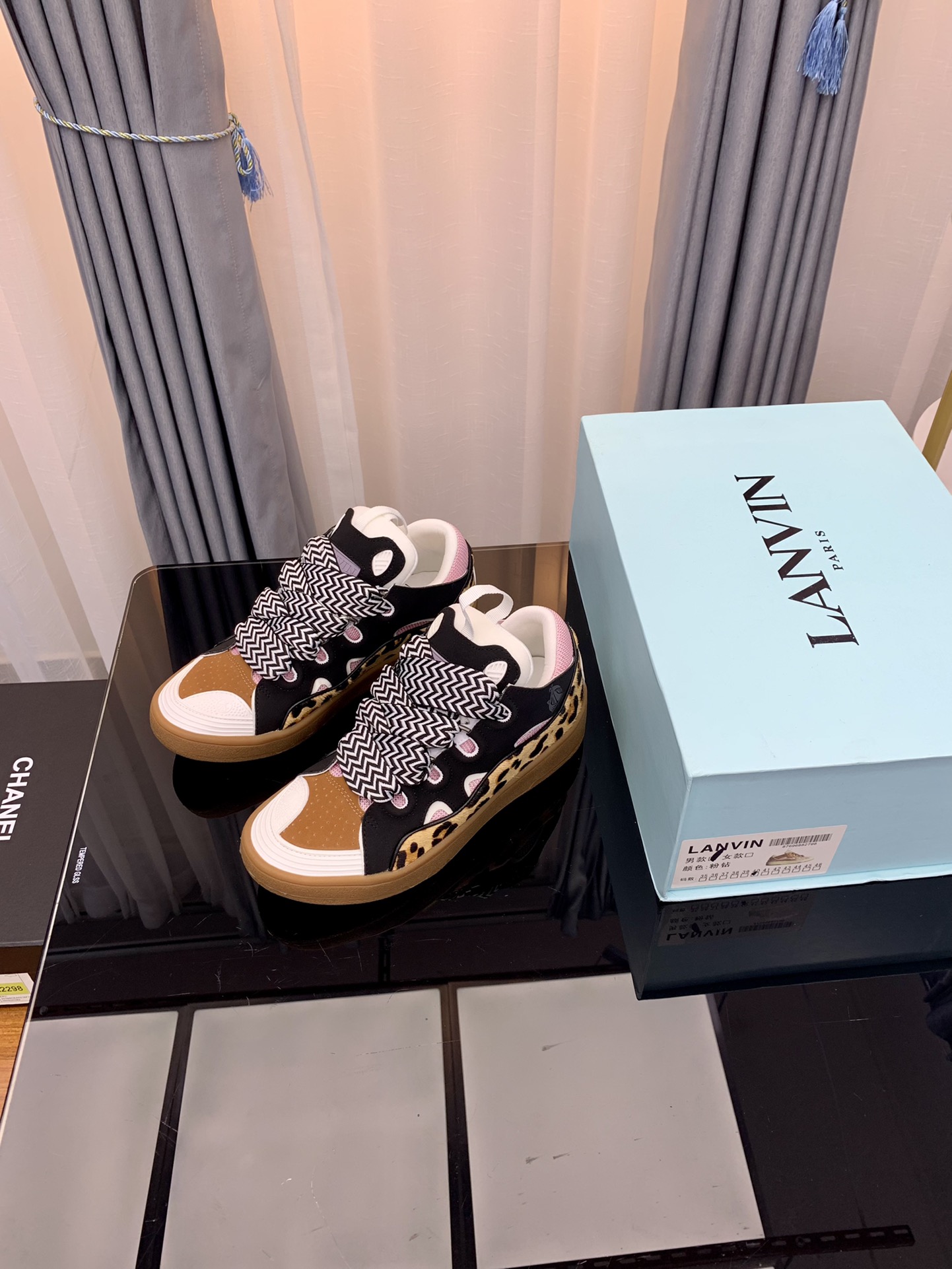 Lanvin Curb Low Leather Sneakers Multicolor