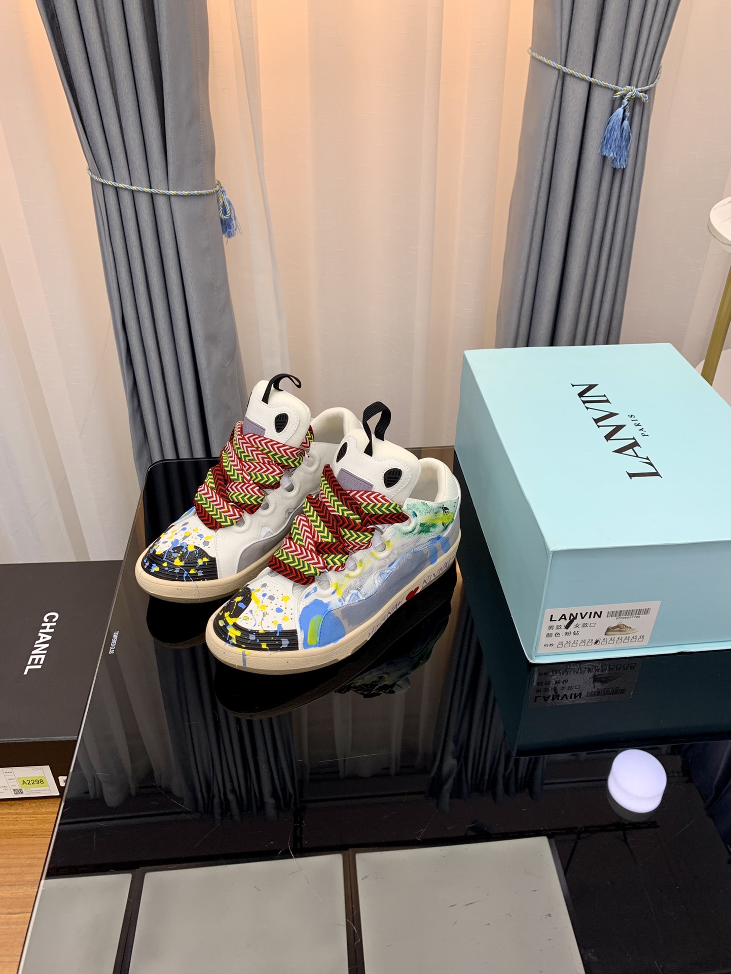 Lanvin Graffiti Low-Top Sneakers Multicolor