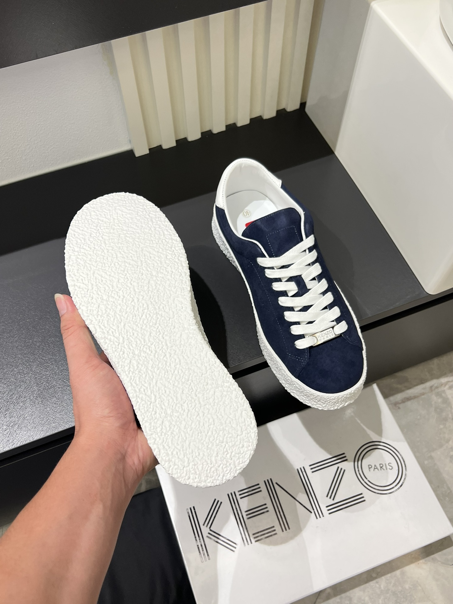 Kenzo Paris Suede Low-Top Sneakers Navy