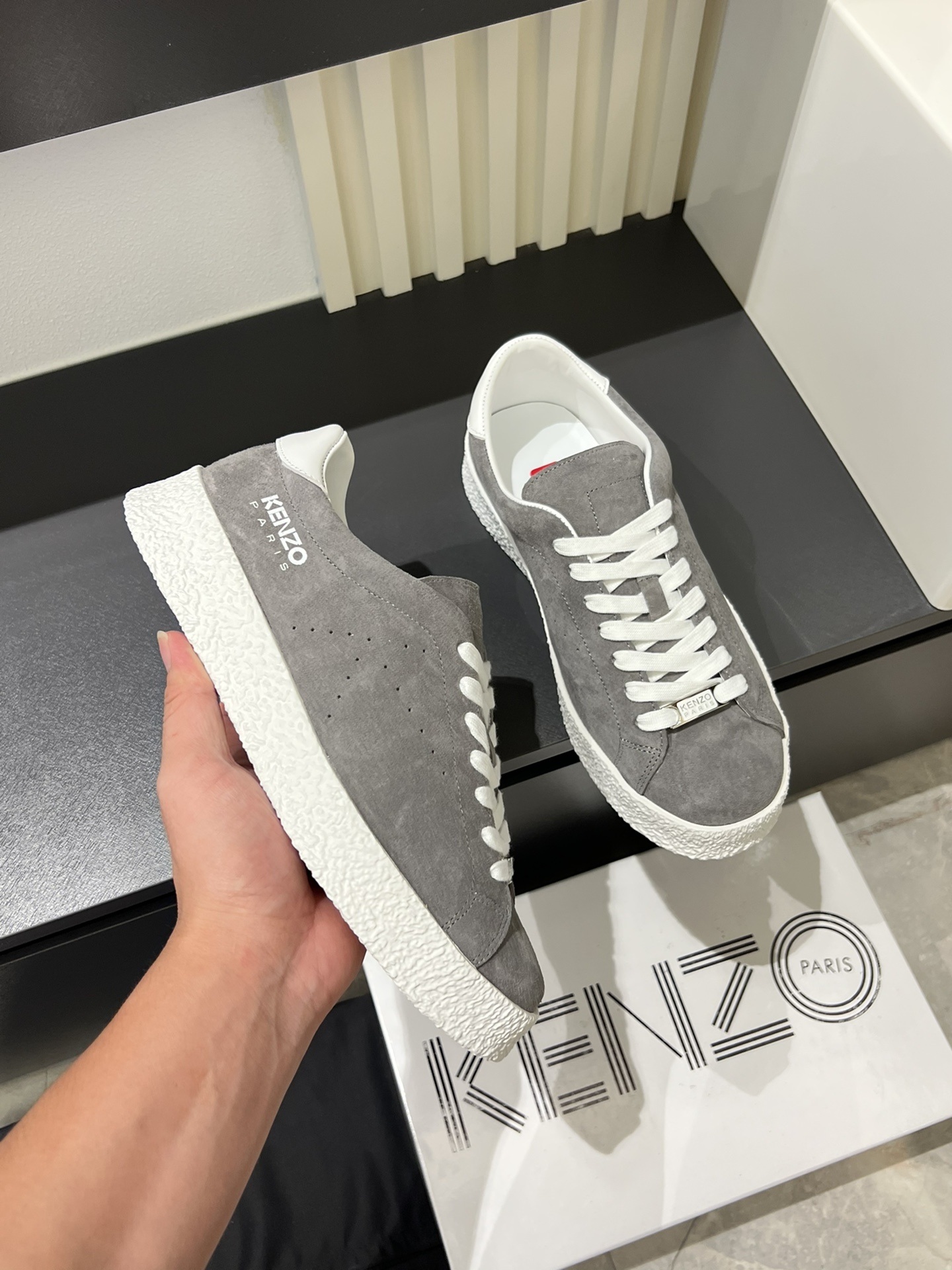 Kenzo Paris Suede Sneakers Gray