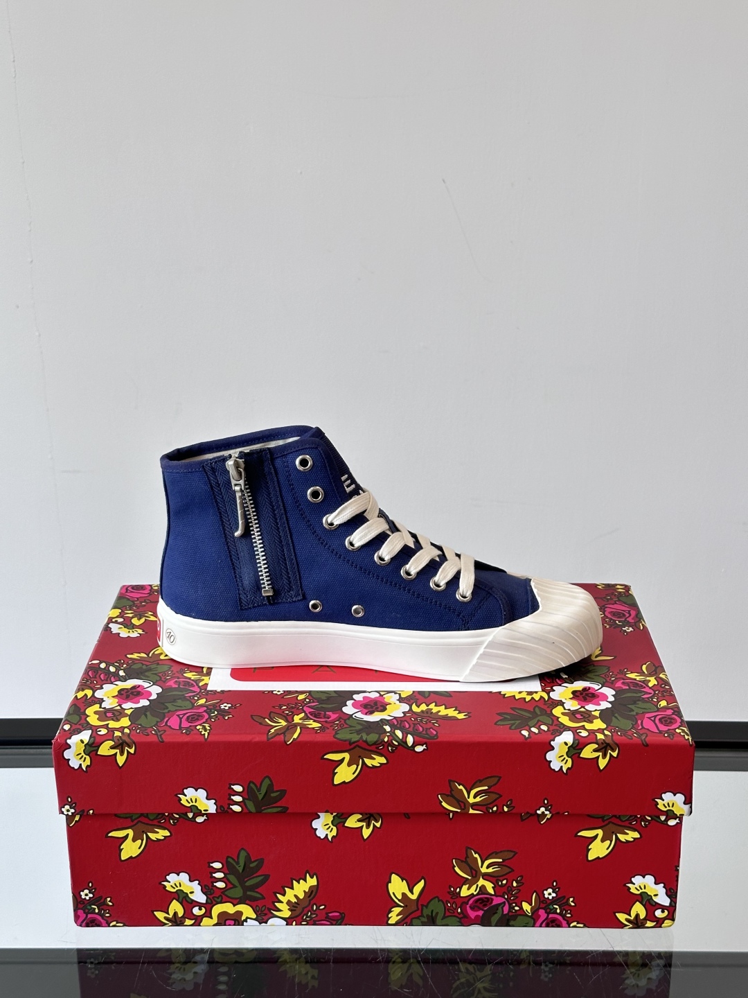 Kenzo Tiger Canvas High-Top Sneakers Navy