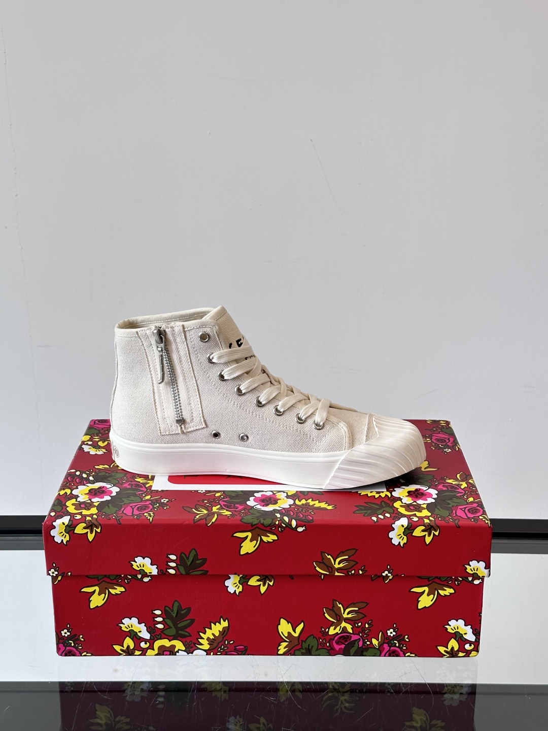 Kenzo Canvas High-Top Sneakers Beige