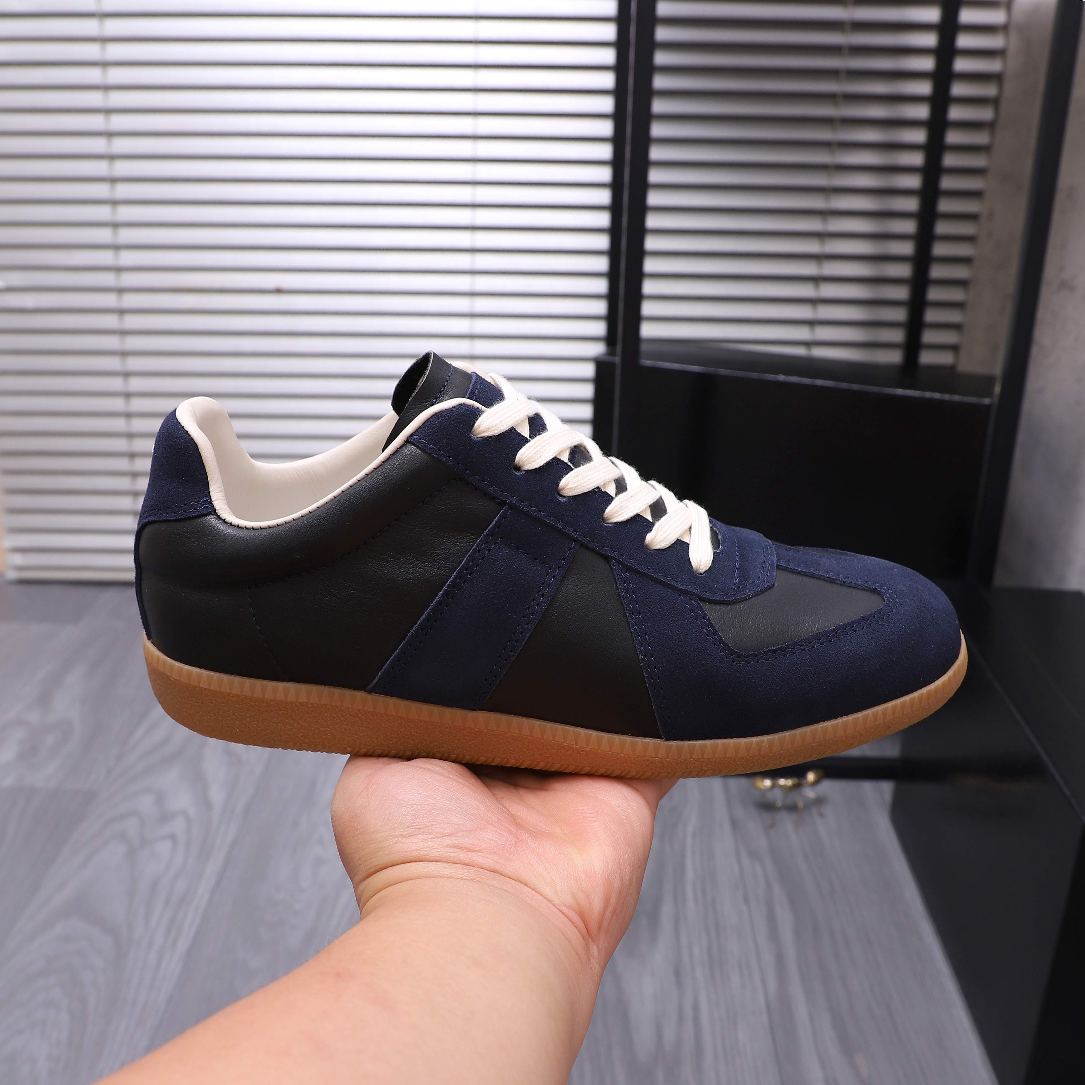 Maison Margiela Leather Suede Sneakers Navy/Black