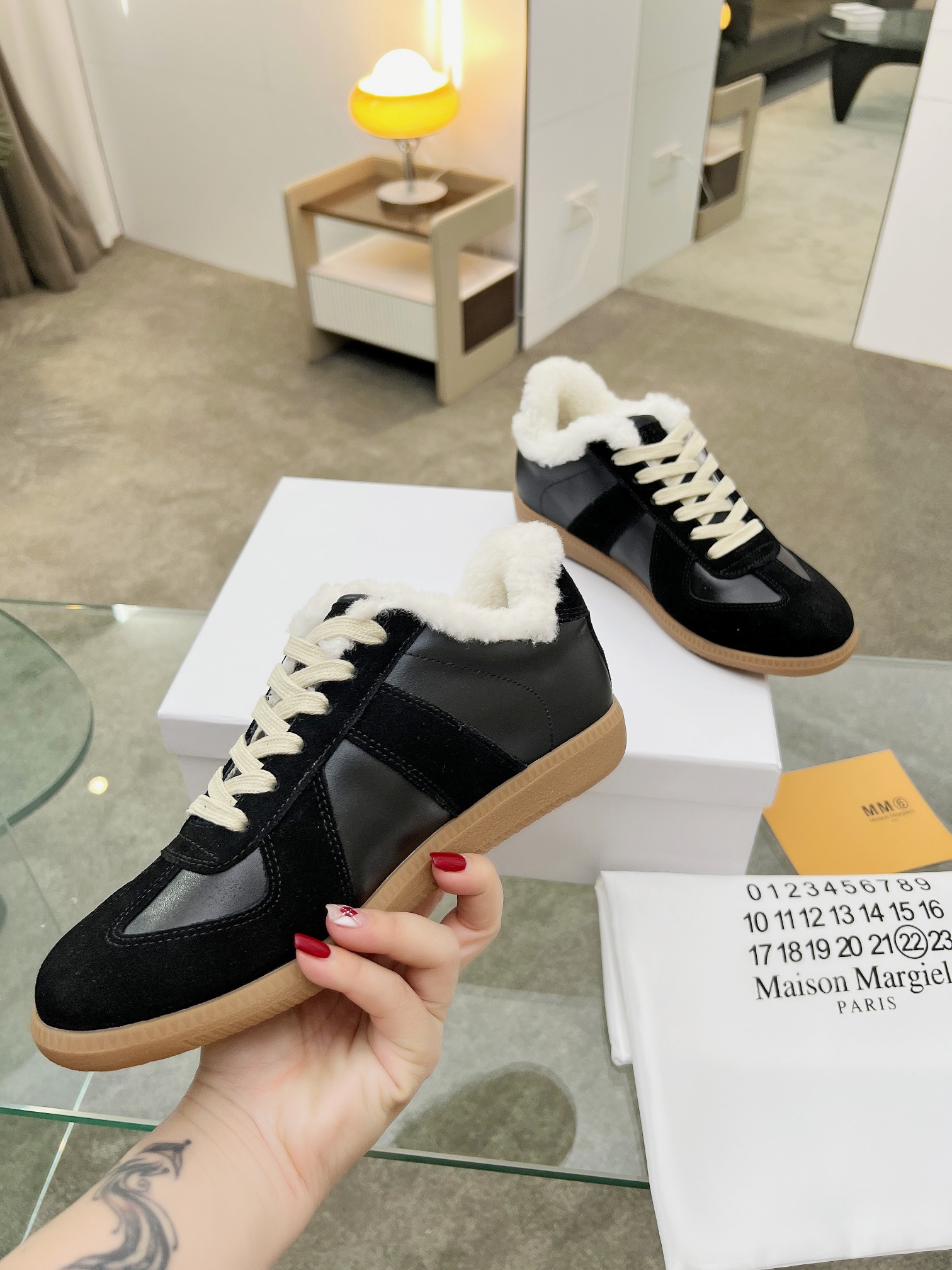 MM6 Shearling GAT Trainers Black
