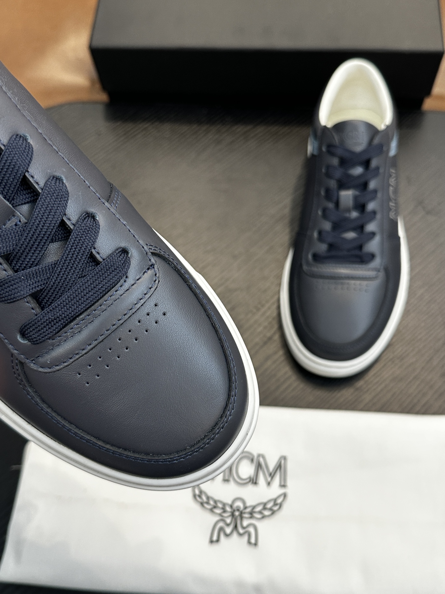 MCM Skystream Cubic Monogram Sneakers Navy