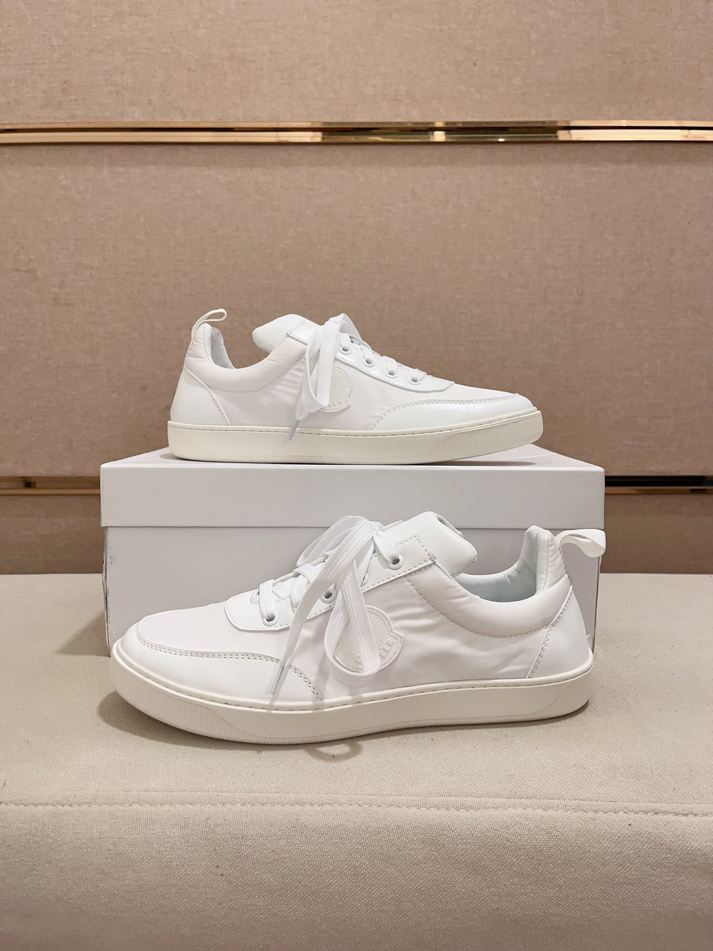 Moncler Lunarove Lace-Up Sneakers White