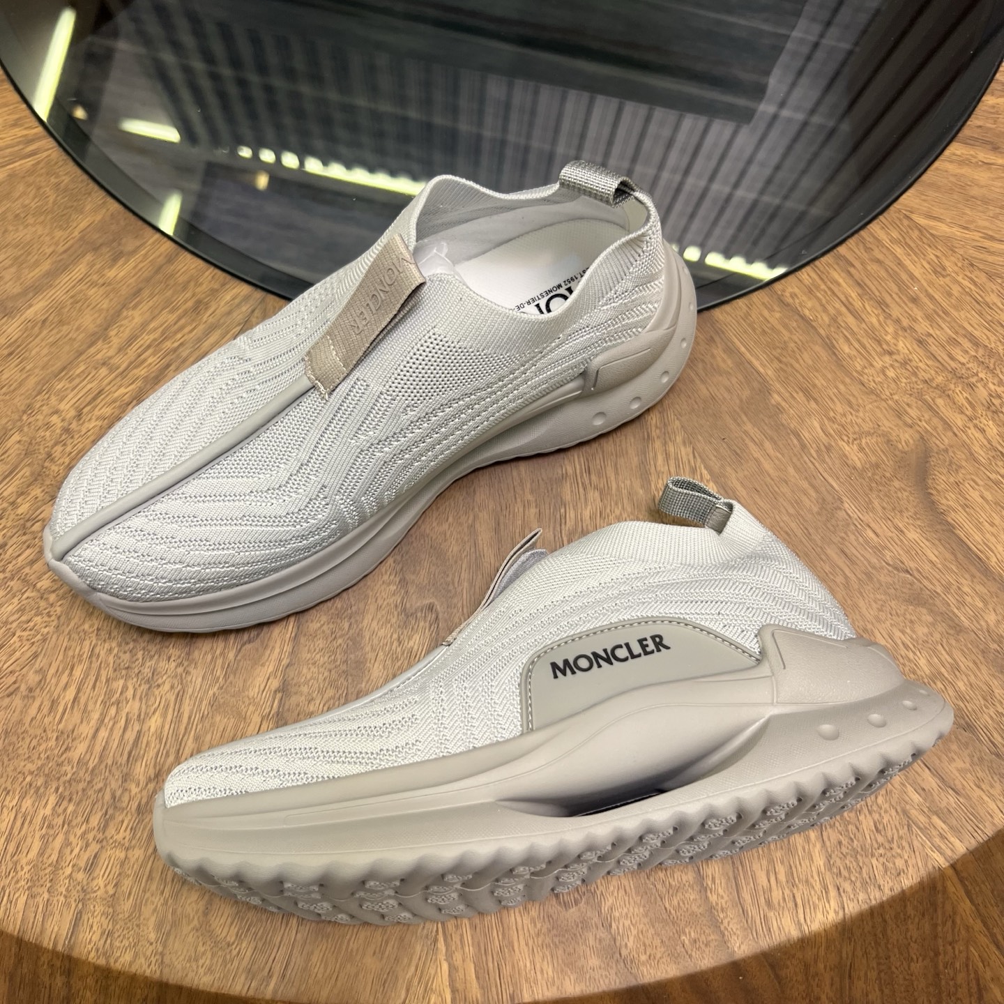 Moncler Knit Slip-On Sneakers White