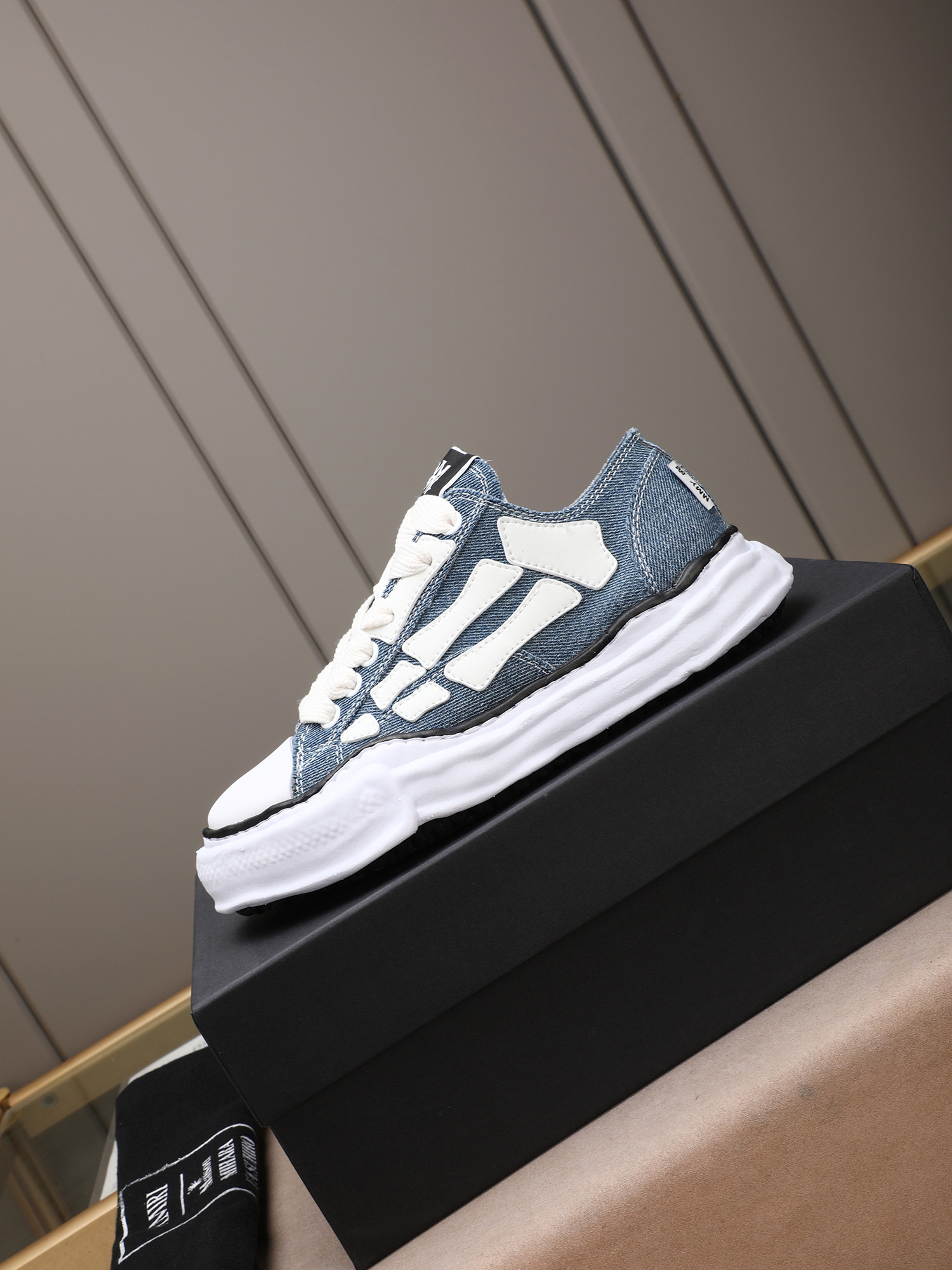 Maison Mihara Yasuhiro Bones Denim Sneakers Blue