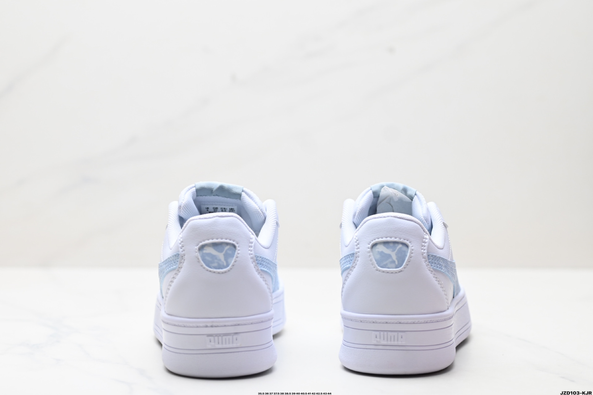 Puma Skye Leather Platform Sneaker White/Light Blue