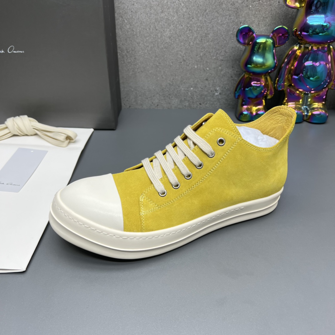 Rick Owens Suede Low-Top Sneakers Yellow