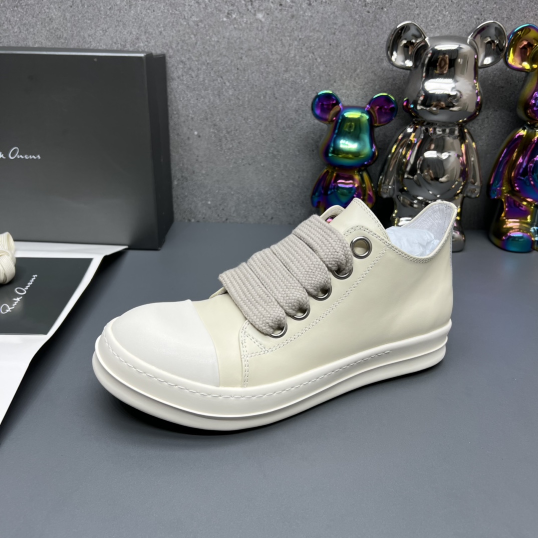 Rick Owens Minimal Low-Top Sneakers Beige