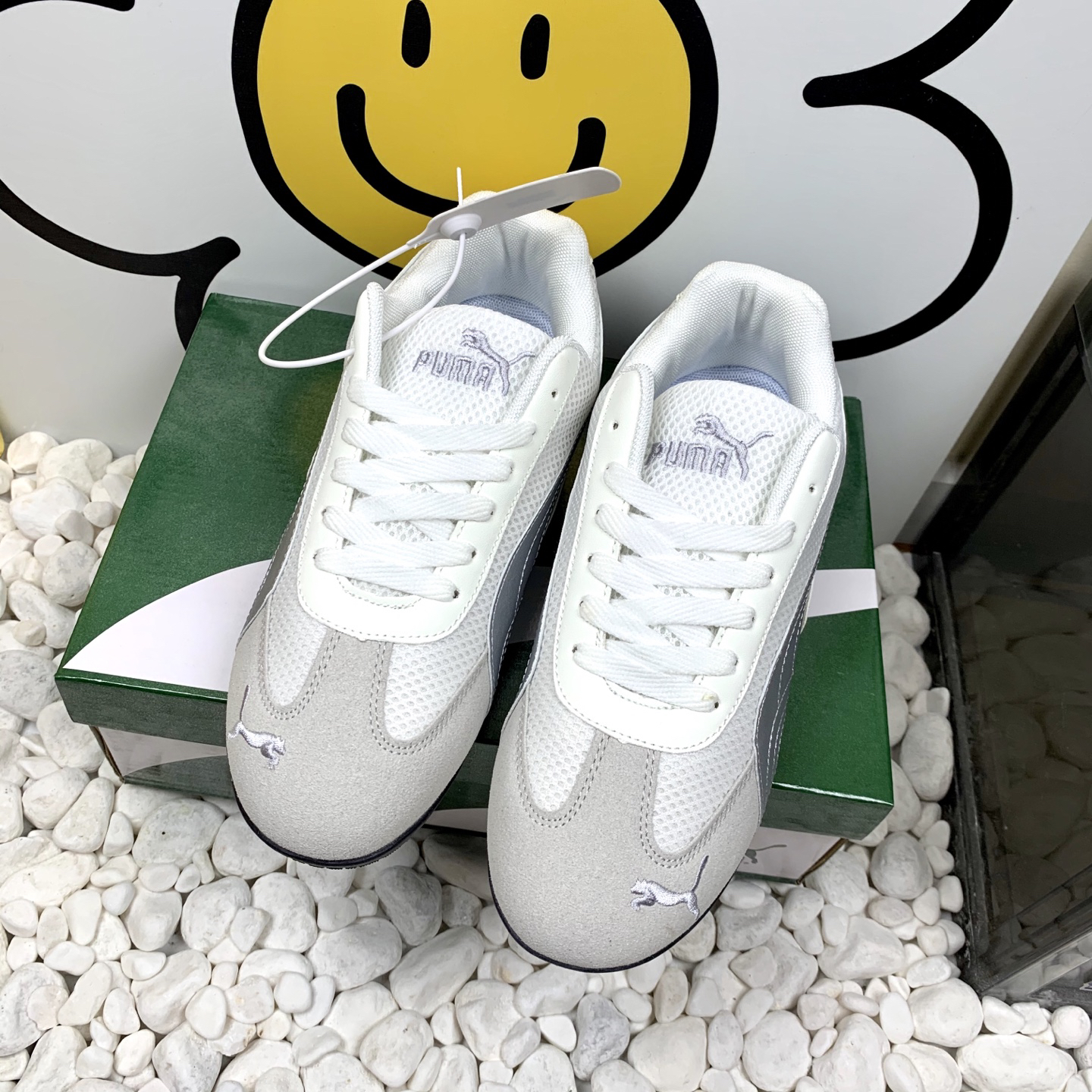 Puma Mesh Low-Top Sneakers White Grey