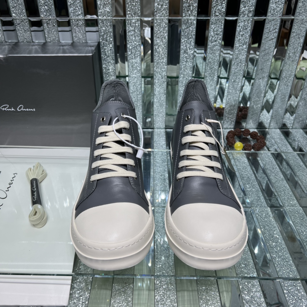 Rick Owens Leather High-Top Sneakers Grey