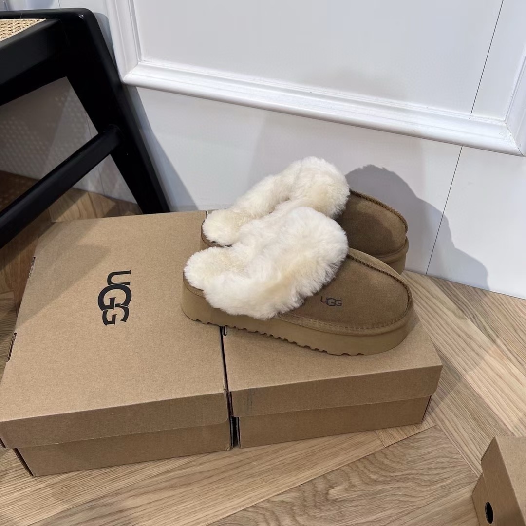 UGG Suede Shearling Mini Boots Chestnut