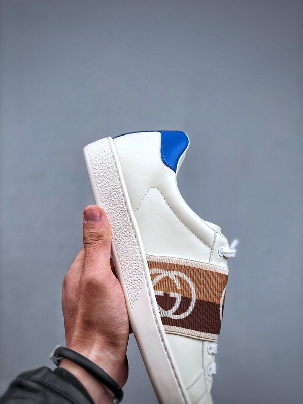 Gucci Logo Strap Low-Top Sneakers White/Blue