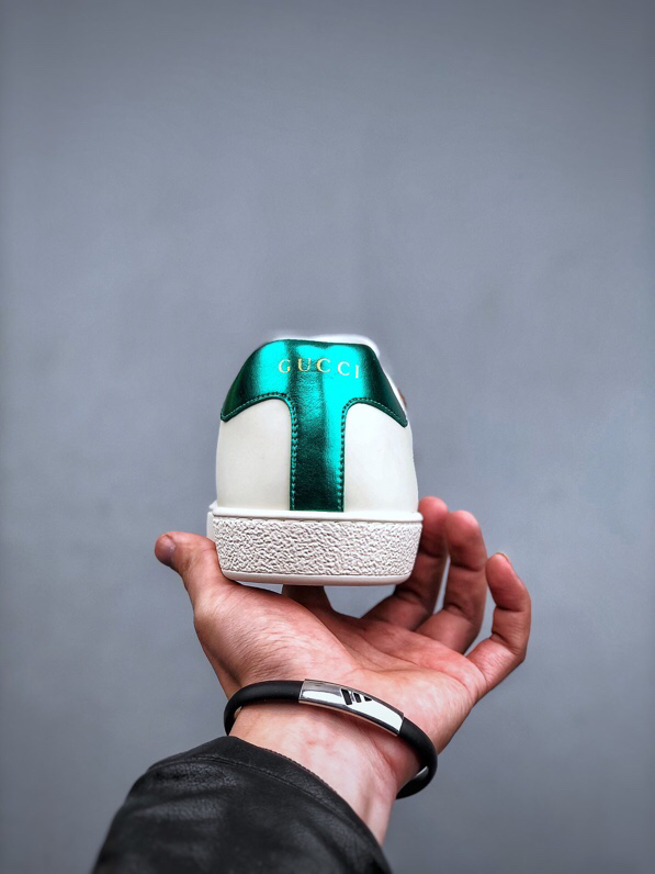 Gucci Ace Bee Leather Sneakers White/Green