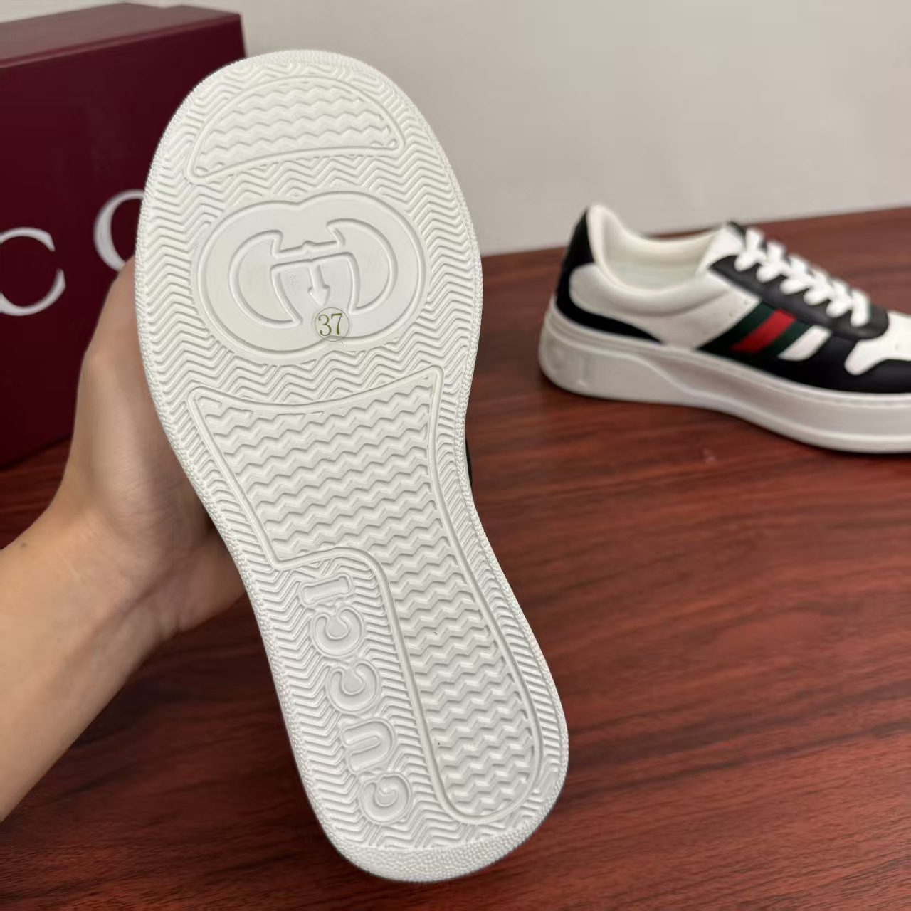 Gucci Web Stripe Platform Sneakers Black/White