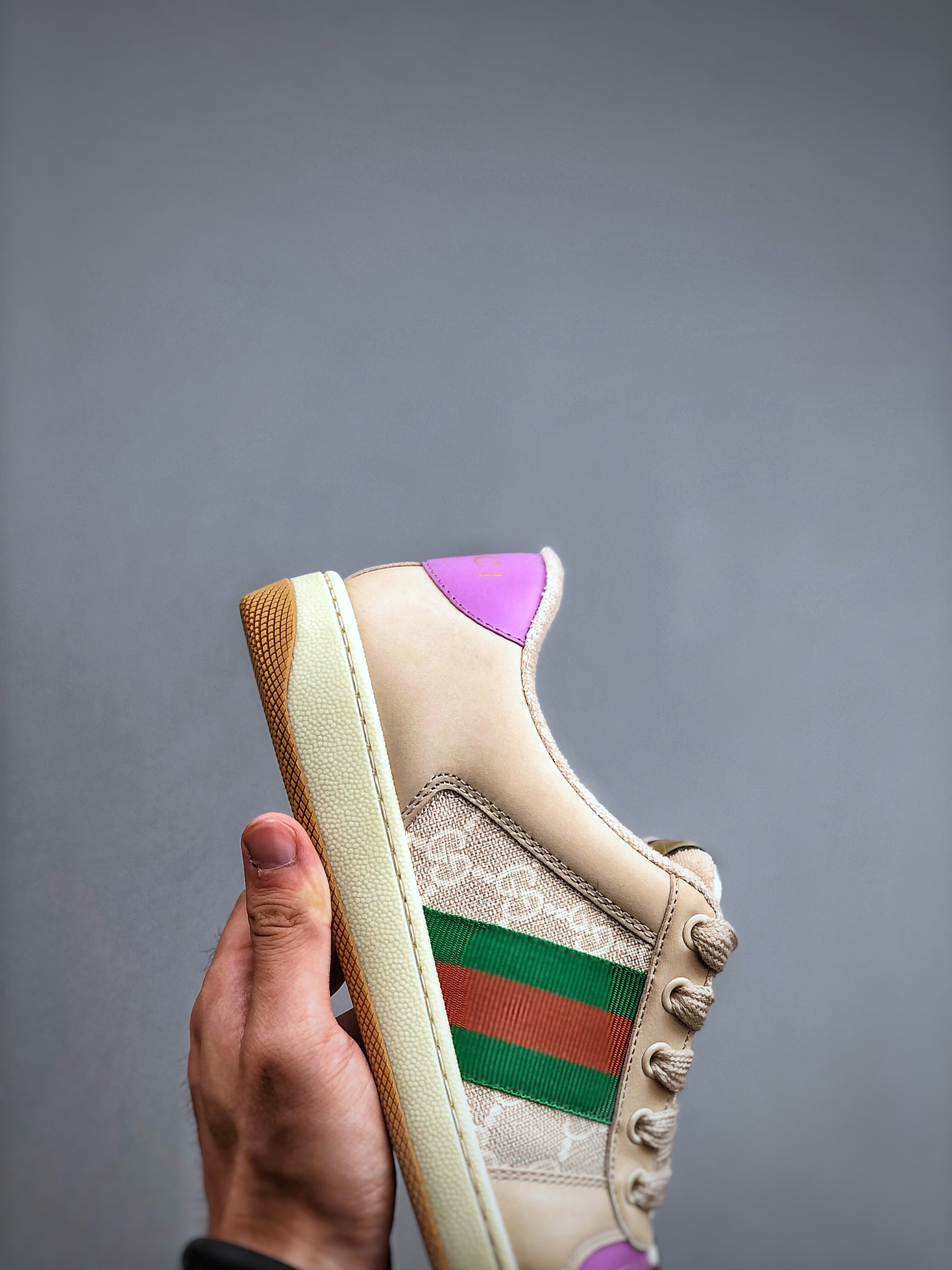 Gucci Distressed Screener Sneaker Beige