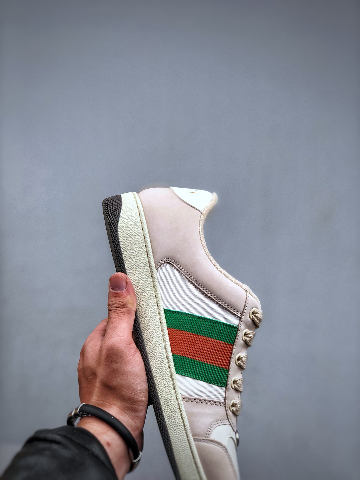 Gucci Distressed Screener Sneaker Beige
