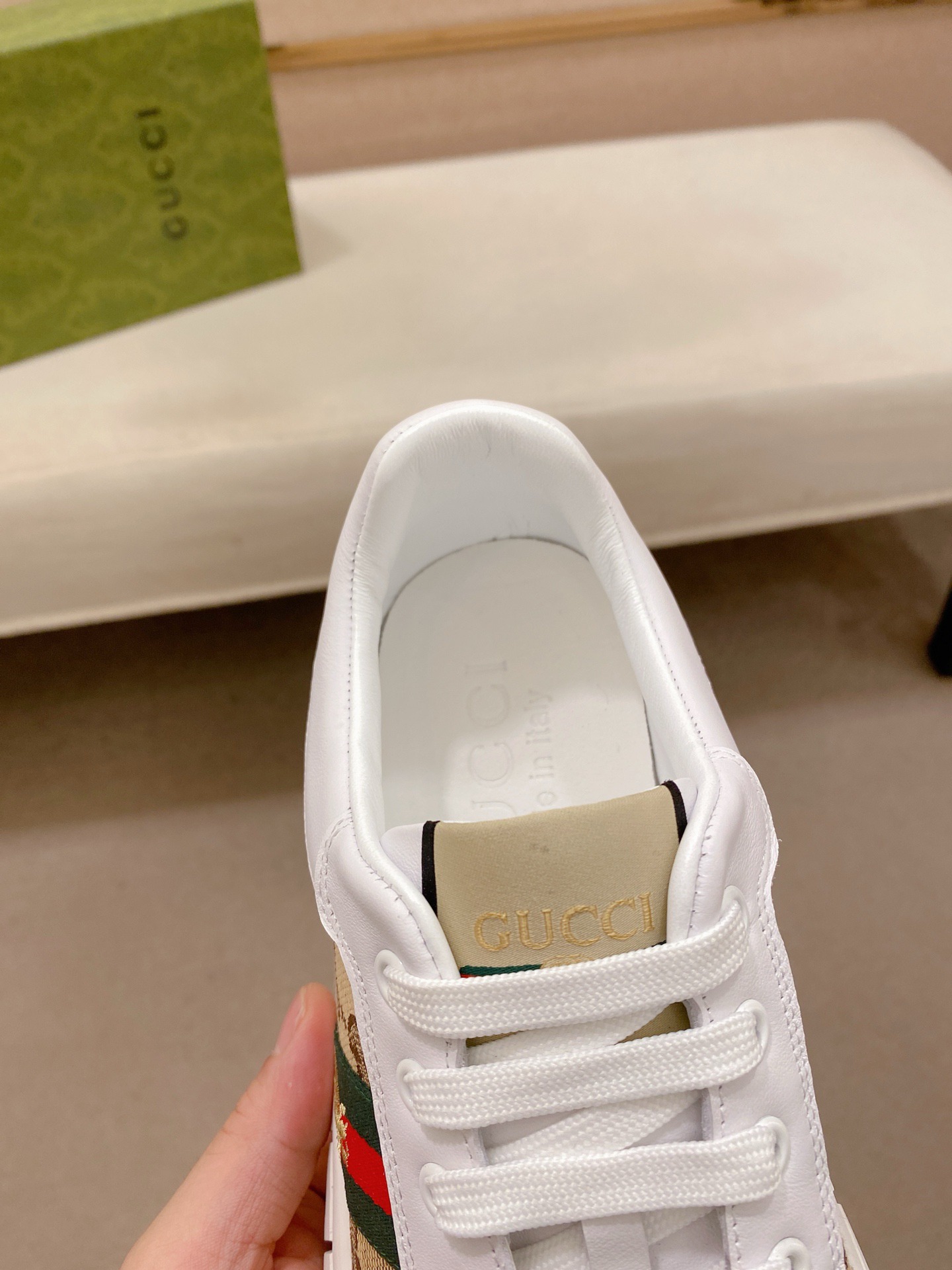 Gucci GG Canvas Bee Low-Top Sneakers White