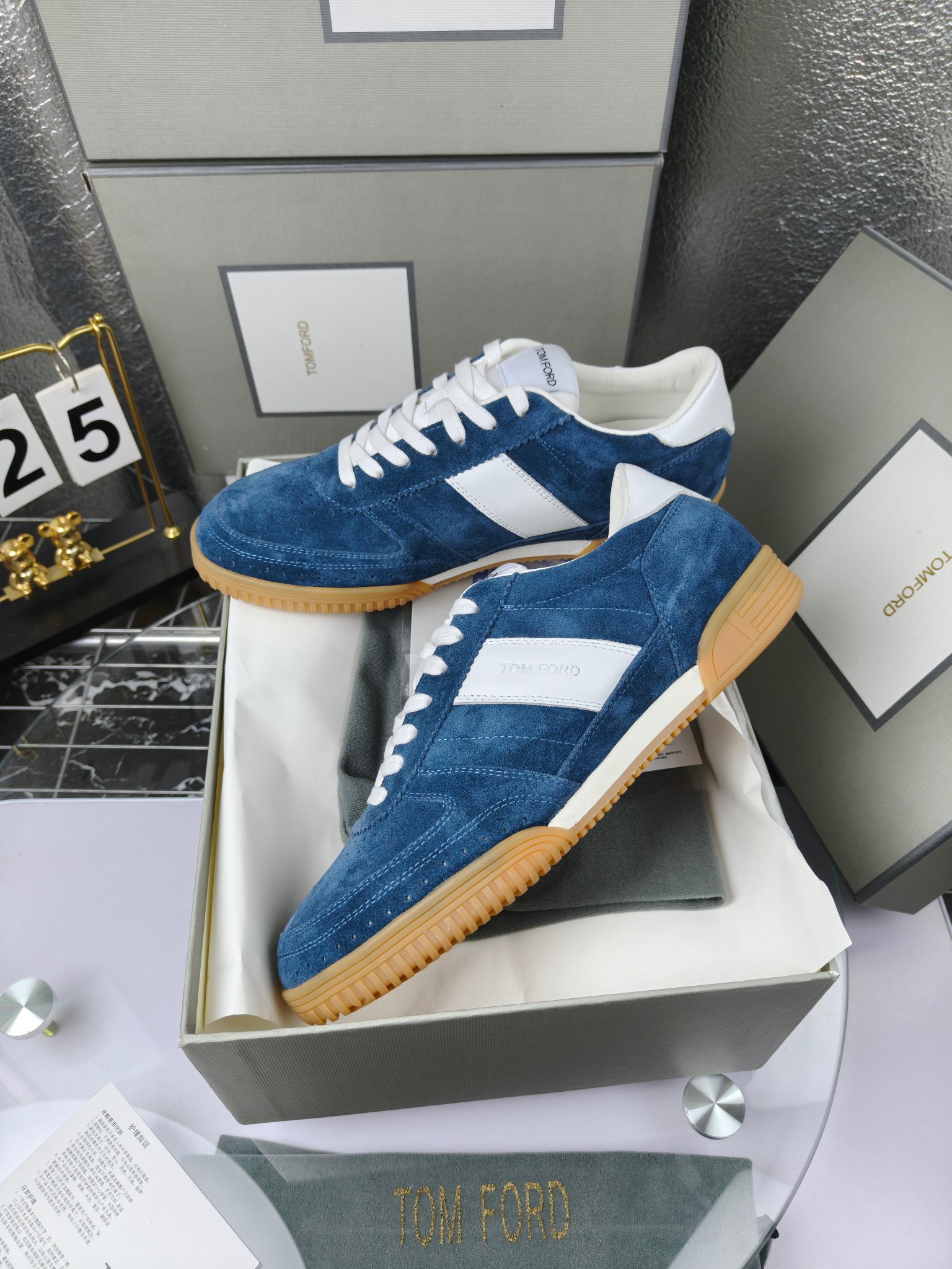 Tom Ford Suede Low-Top Sneakers Blue