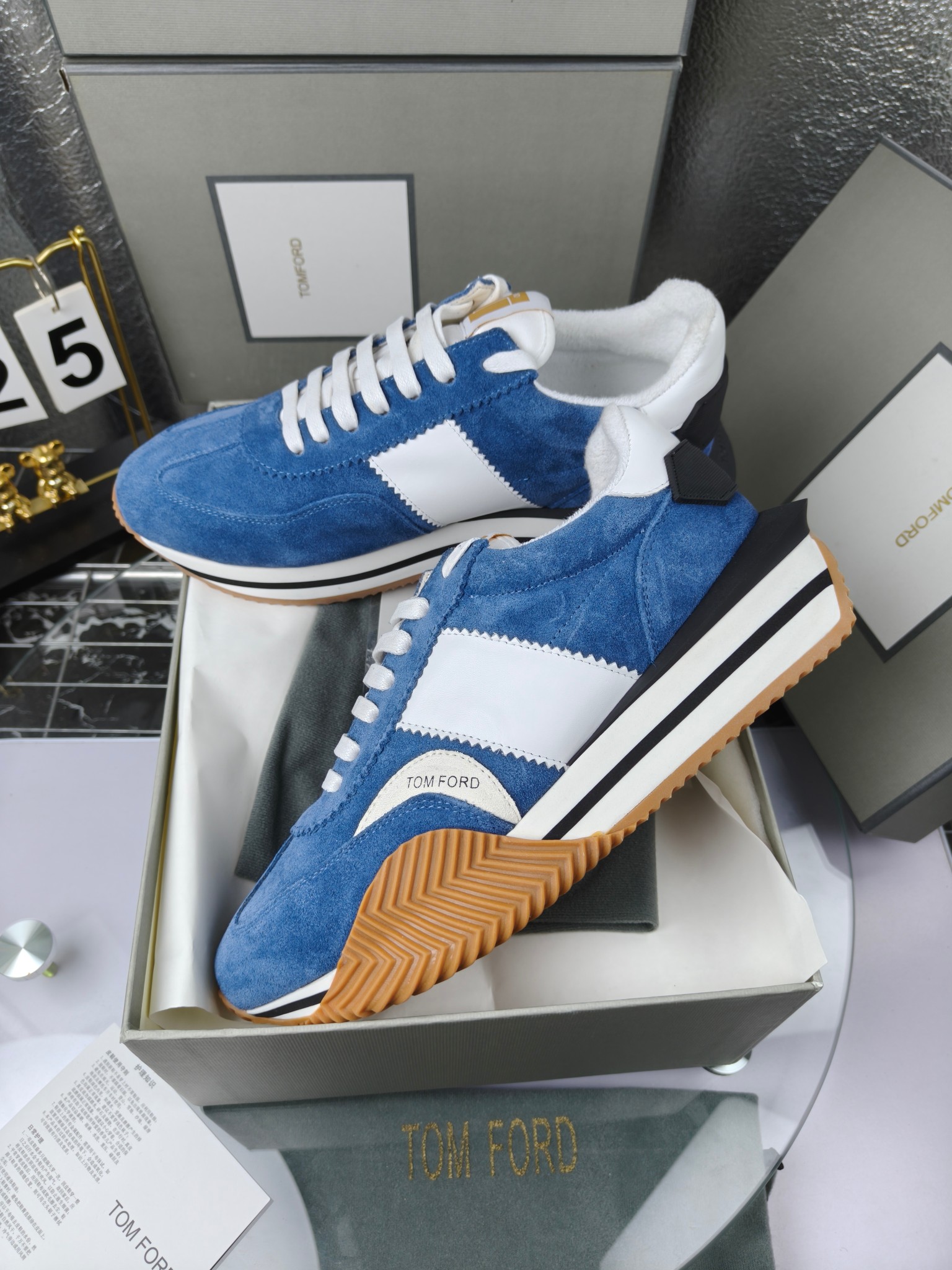Tom Ford Retro Suede Runner Sneakers Blue