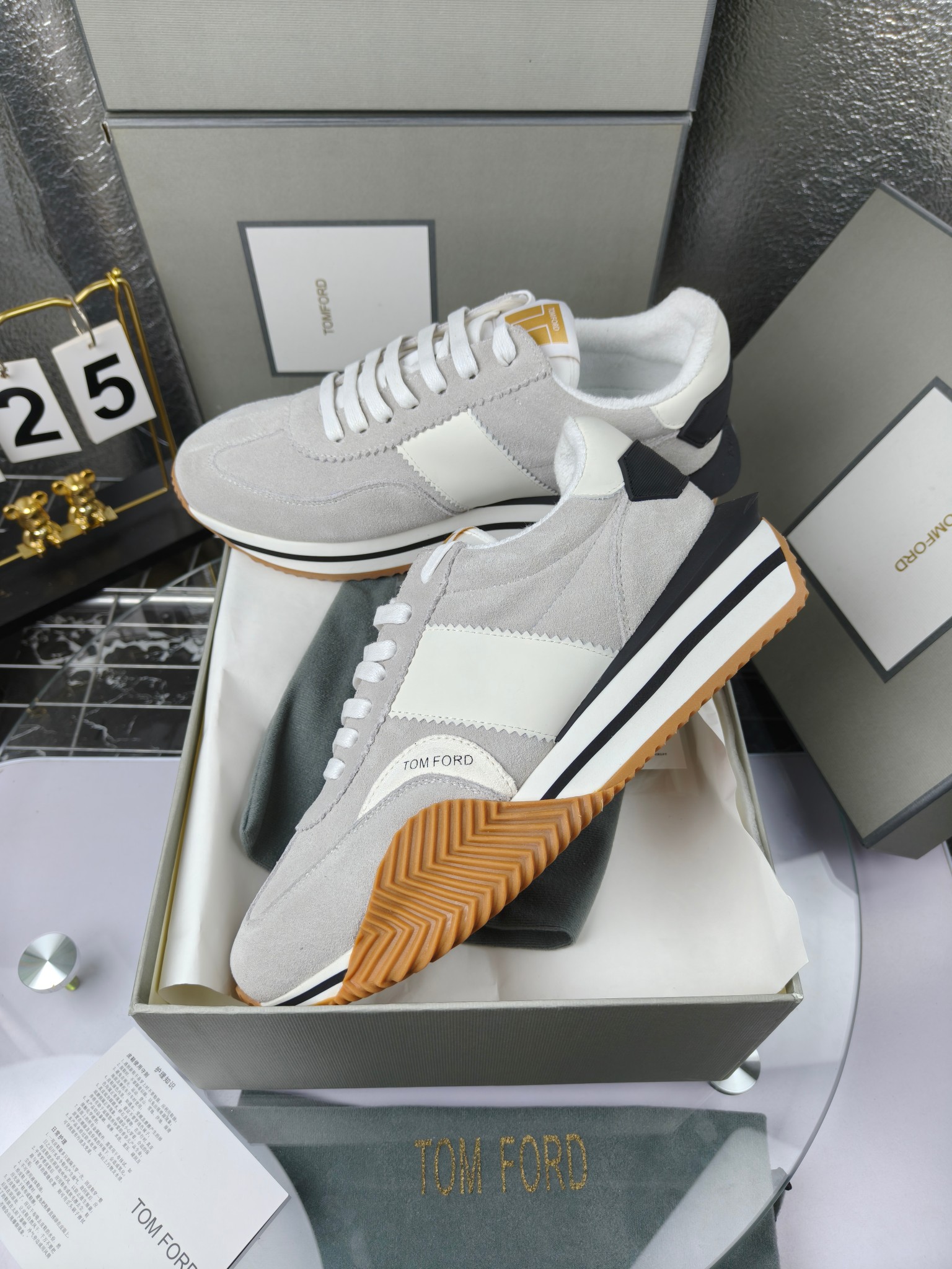 Tom Ford Retro Suede Sneakers Grey