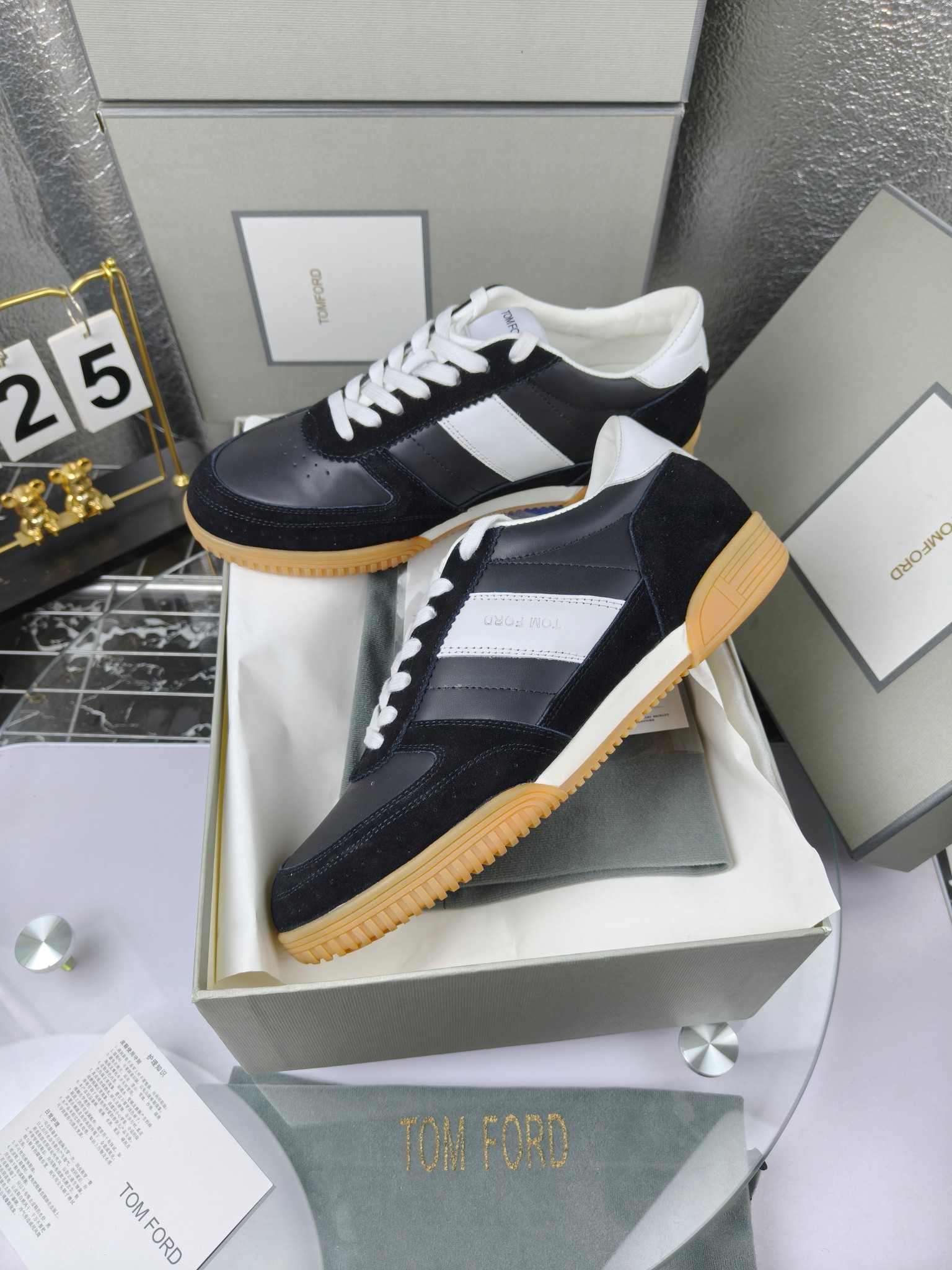 Tom Ford Couple Low-Top Sneakers Black/White