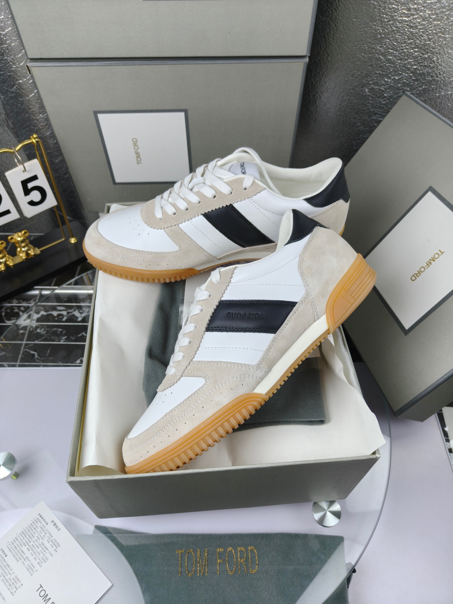 Tom Ford Leather Suede Sneakers Multi-color