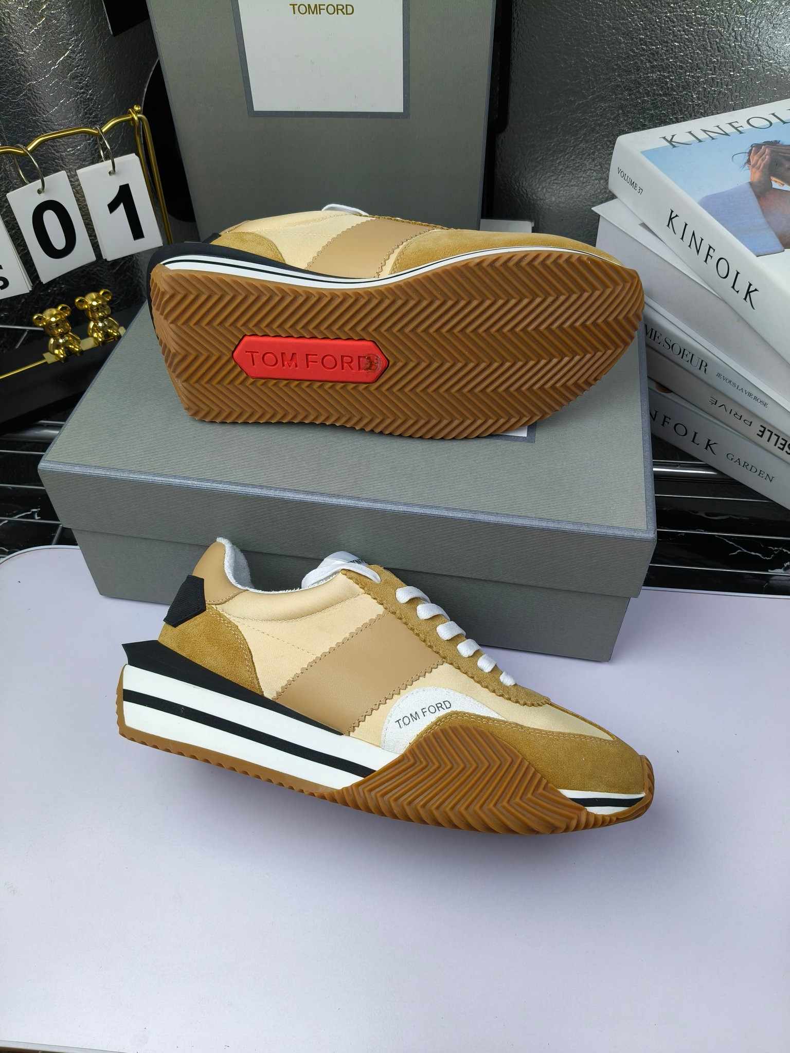 Tom Ford Retro Lift Sneakers Beige