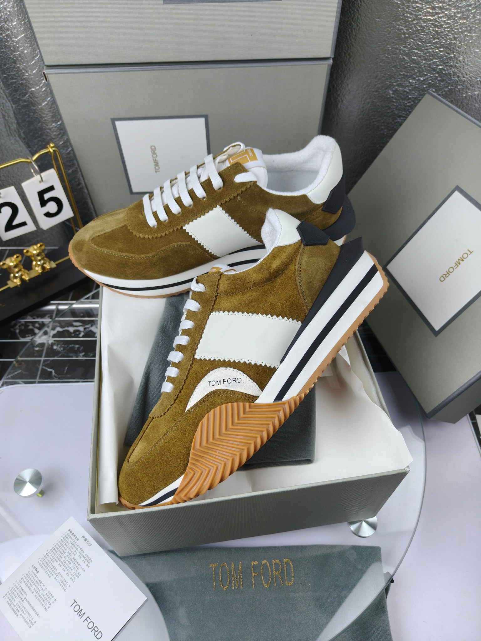 Tom Ford Retro Suede Sneakers Olive