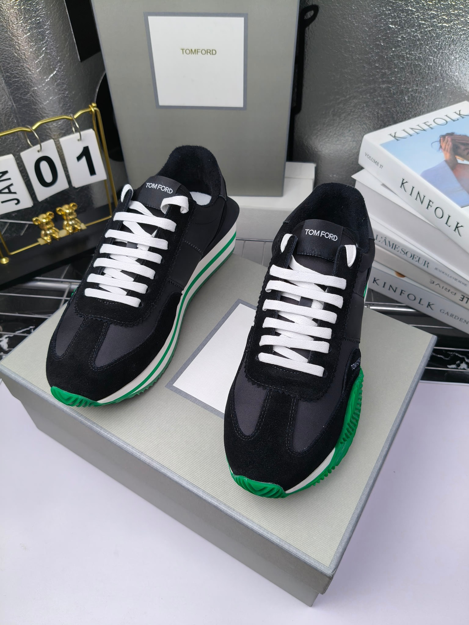 Tom Ford Retro Lift Sneakers Black/Green