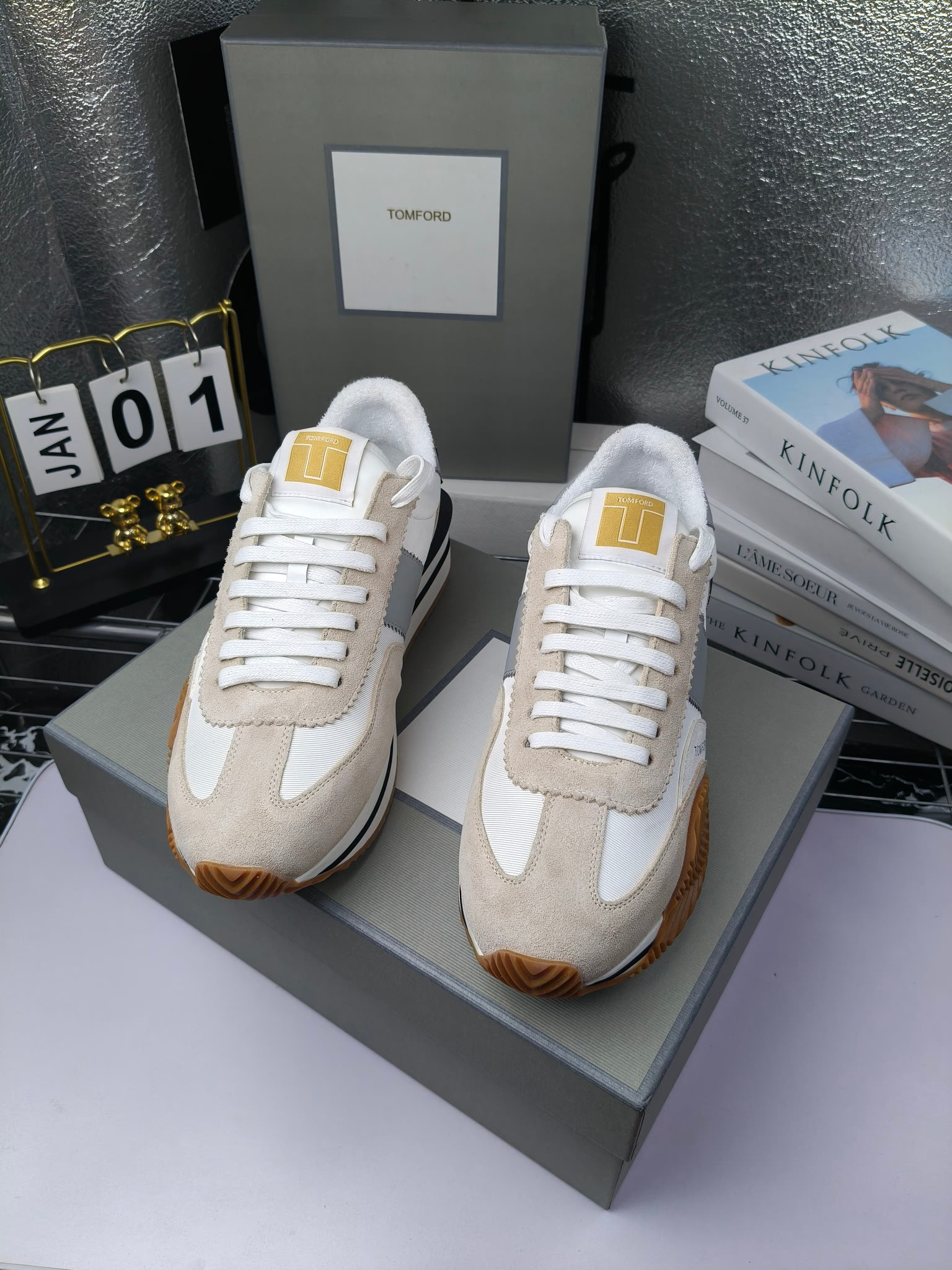 Tom Ford Retro Lift Sneakers White/Gray