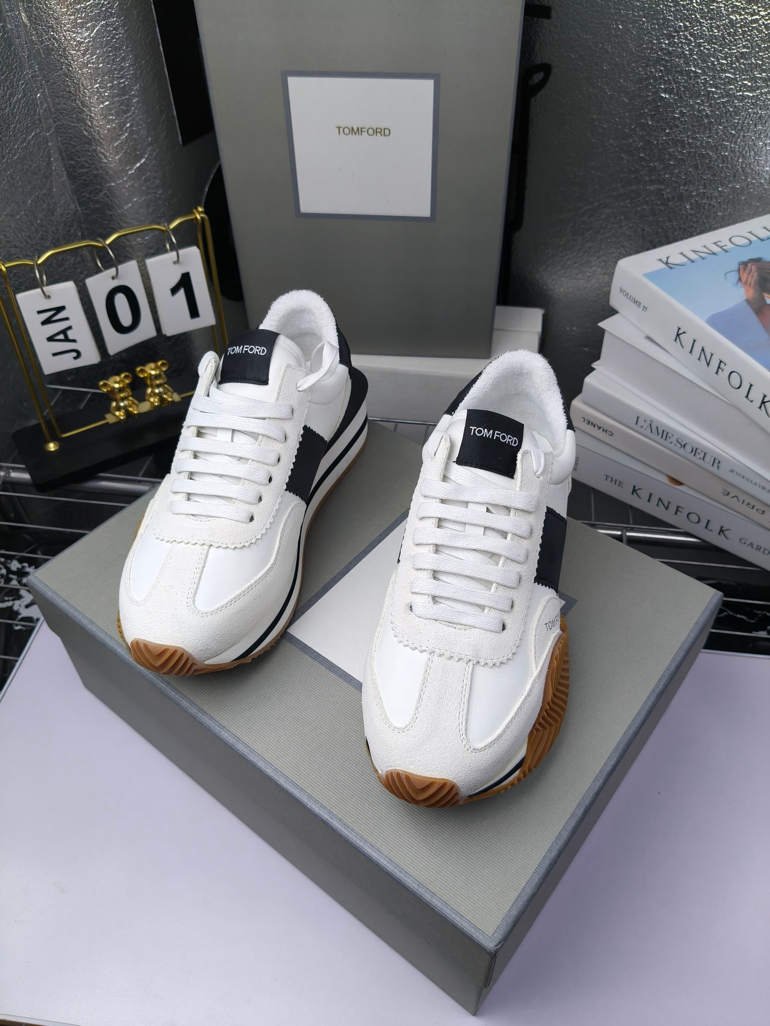 Tom Ford Retro Platform Sneakers White Black